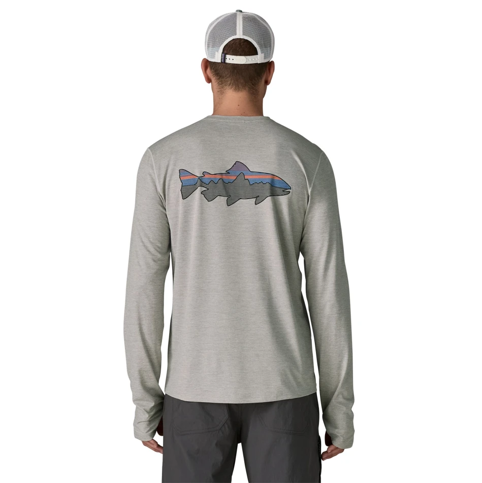 M's Long Sleeved Cap Cool Sun Shirt Fitz Roy Trout, kolor: CGSX - Crisp Grey Salt Grey X-Dye - 4