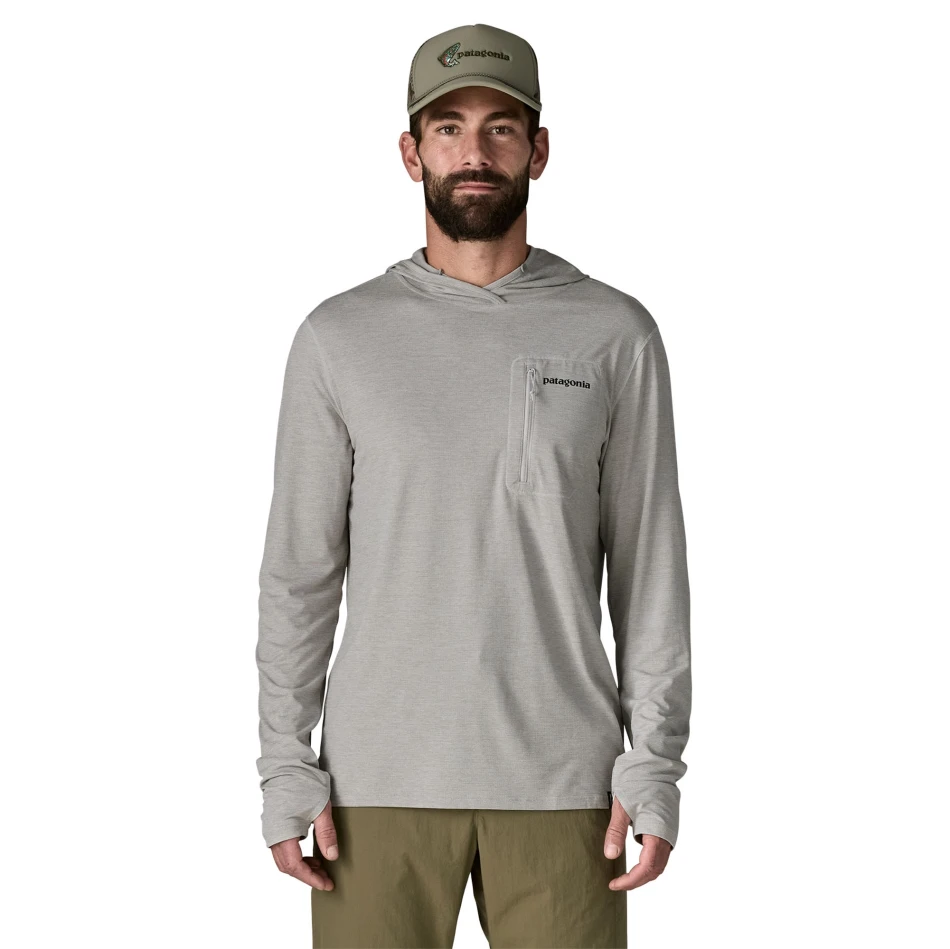 M's Long Sleeved Cap Cool Sun Hoody Fitz Roy Trout, kolor: CGSX - Crisp Grey: Salt Grey X-Dye - 0