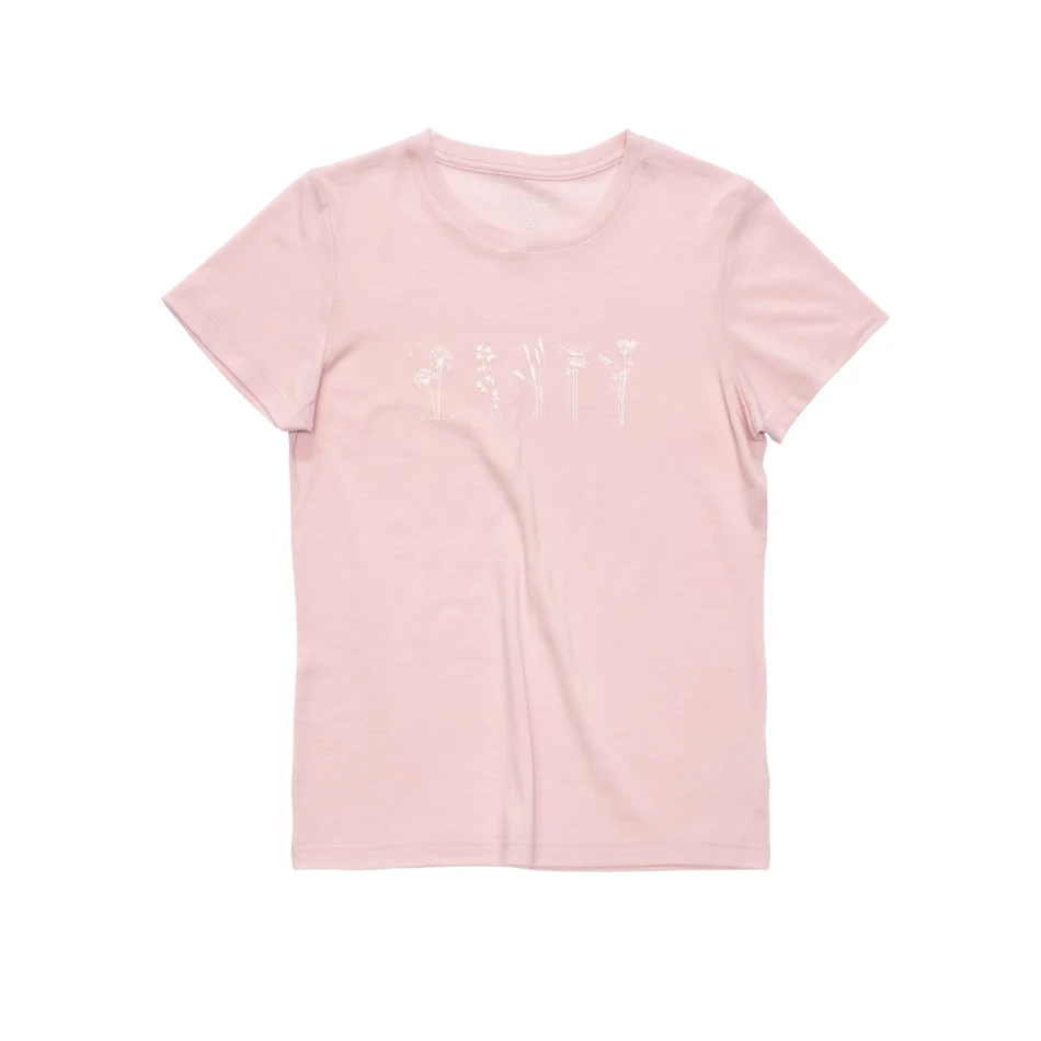 Devold Classic Flowers Tee WMN, kolor: Chalk Pink