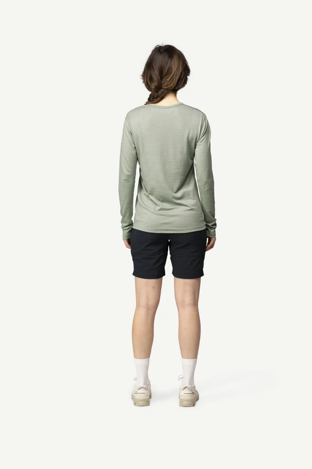 Devold Breeze Plus Merino 200 Shirt WMN, kolor: Fog - prezentacja na modelce - tył
