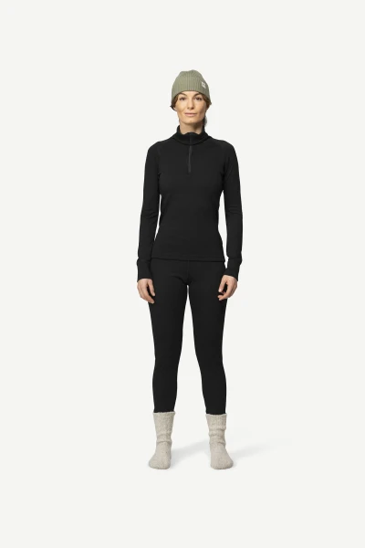 Devold Duo Active Merino 205 Z. Neck WMN, kolor: Black - prezentacja na modelce - przód