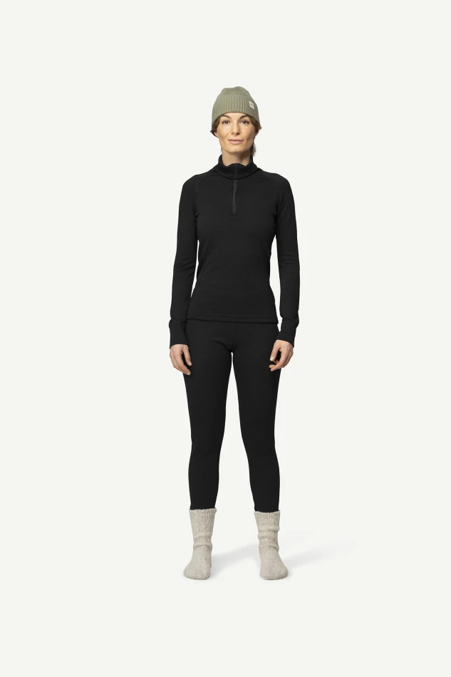 Devold Duo Active Merino 205 Z. Neck WMN, kolor: Black - prezentacja na modelce - przód