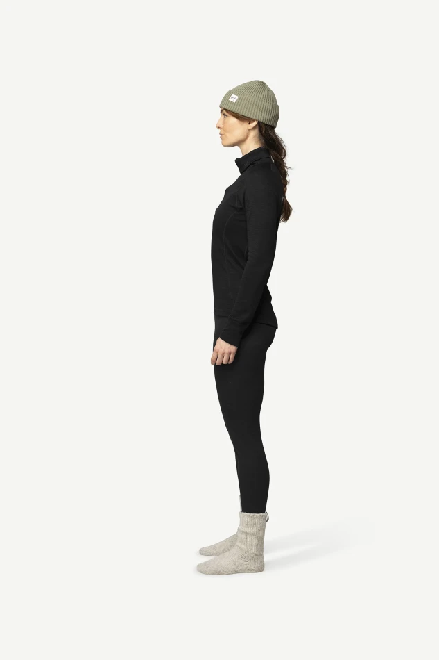 Devold Duo Active Merino 205 Z. Neck WMN, kolor: Black - prezentacja na modelce - bok