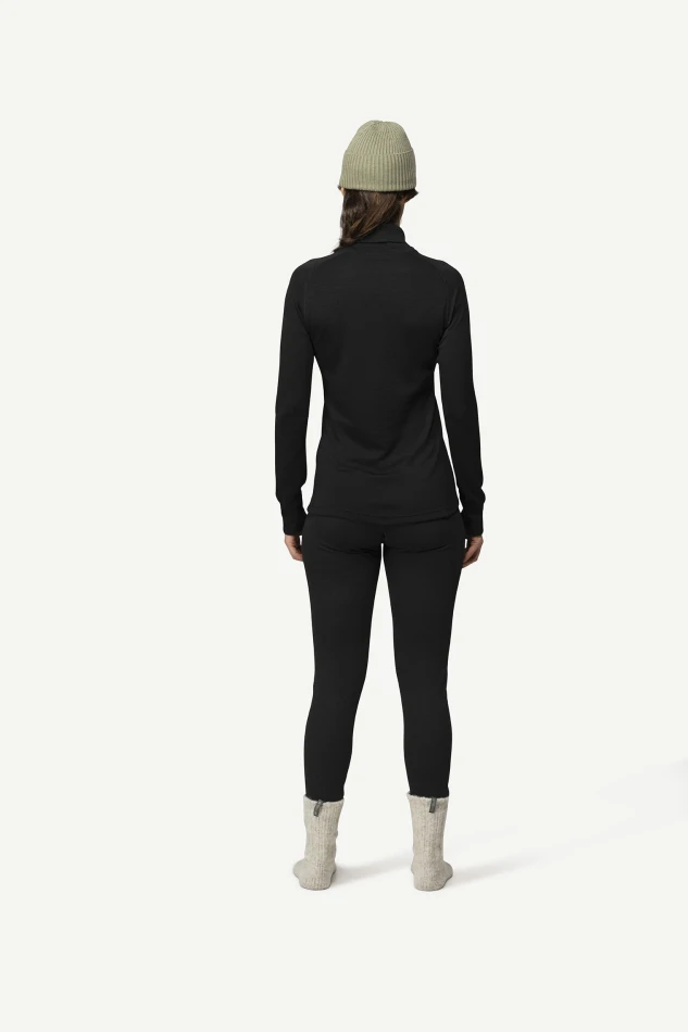 Devold Duo Active Merino 205 Z. Neck WMN, kolor: Black - prezentacja na modelce - tył