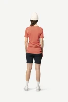 Devold Lauparen Merino 190 Base Tee WMN, kolor: Coral - prezentacja na modelce - tył