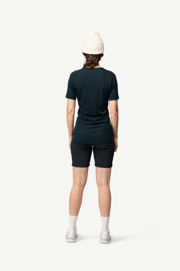 Devold Lauparen Merino 190 Base Tee WMN, kolor: Ink - prezentacja na modelce - tył
