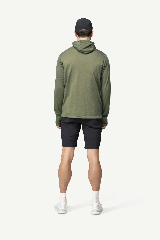 Devold Explorer Merino Hooded Jacket MAN, kolor: Forest/Lichen - prezentacja na modelu - tył