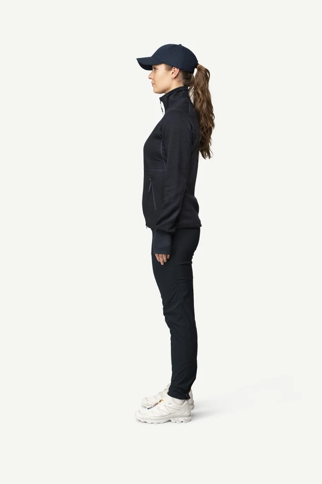 Devold Thermo Wool Jacket WMN, kolor: Ink - prezentacja na modelce - bok