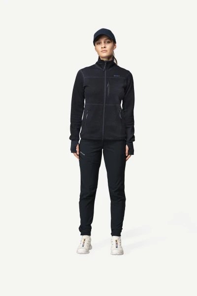 Devold Thermo Wool Jacket WMN, kolor: Ink - prezentacja na modelce - przód