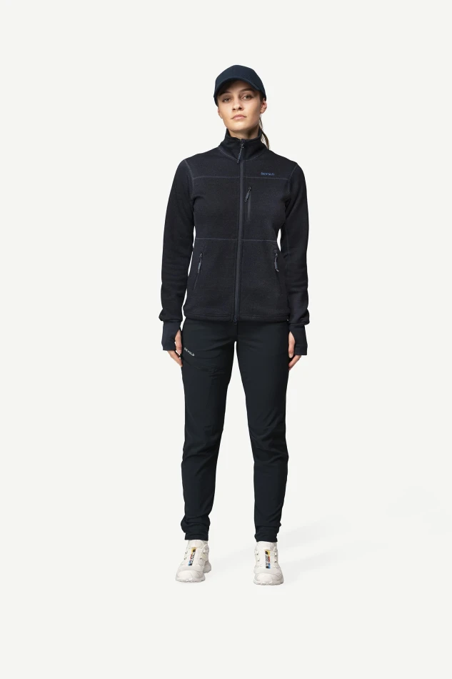 Devold Thermo Wool Jacket WMN, kolor: Ink - prezentacja na modelce - przód