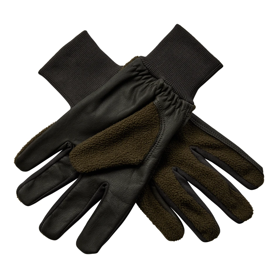 Fleece Gloves w Leather, kolor: 376 - Art Green - 2