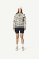Devold Original Islender Wool Sweater, kolor: Offwhite/Anthracite - prezentacja na modelce - przód