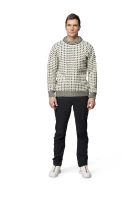 Devold Original Islender Wool Sweater, kolor: Offwhite/Anthracite - prezentacja na modelu  - przód