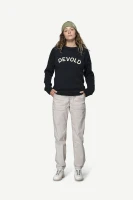Devold Nansen Legacy Sweater, kolor: Navy/Offwhite - prezentacja na modelce - przód