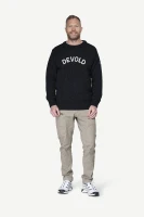 Devold Nansen Legacy Sweater, kolor: Navy/Offwhite - prezentacja na modelu - przód
