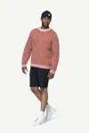 Devold Islender Refined Sweater, kolor: Marsala/Offwhite - prezentacja na modelu - przód