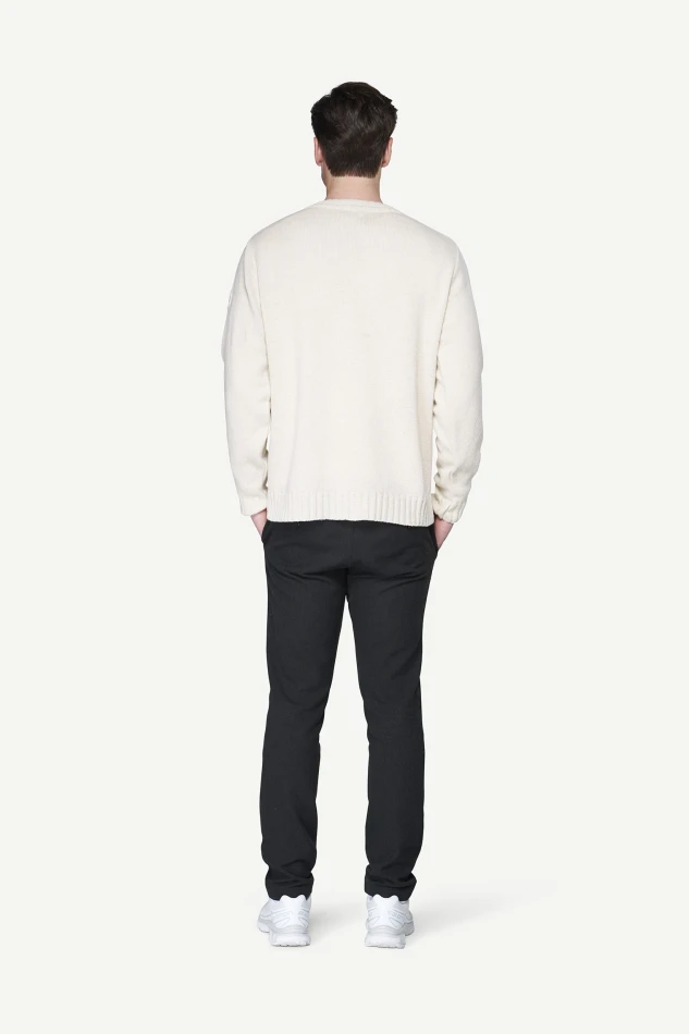 Devold Nansen Refined Sweater, kolor: Offwhite - prezentacja na modelu - tył