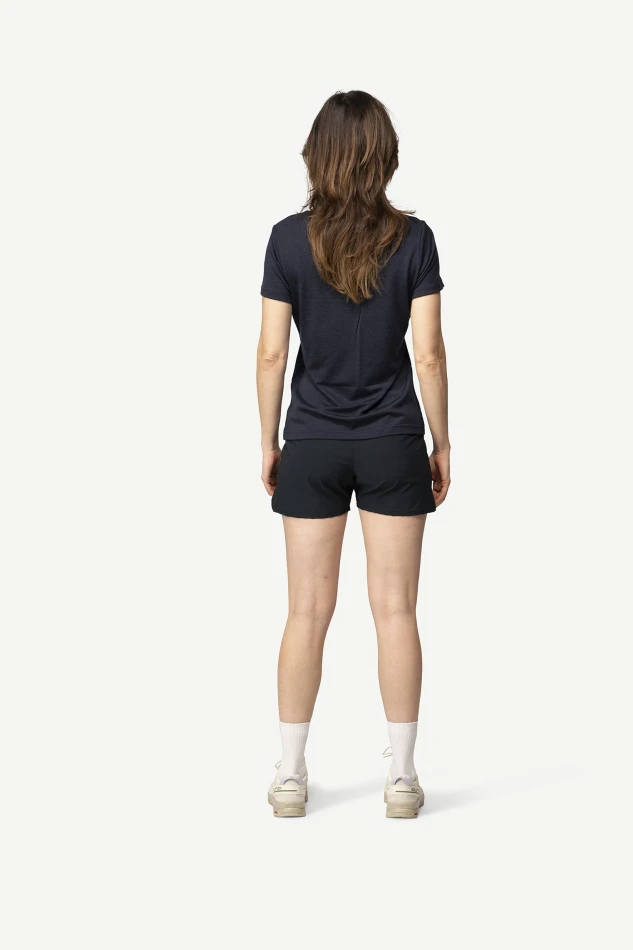 Devold Classic Script Tee WMN, kolor: Ink - prezentacja na modelce - tył