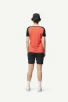 Devold Classic Linear Tee WMN, kolor: Ink/Coral - prezentacja na modelce - tył