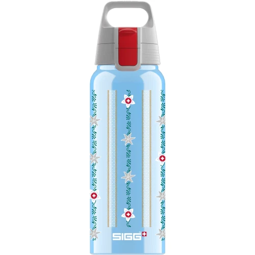 SIGG WMB One Swiss Edelweiss 1 L - aluminiowa butelka na napoje - wersja inspirowana kulturą Szwajcarii