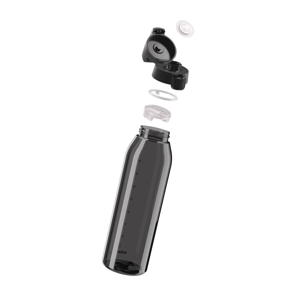 SIGG Total Color One 1,5 L, kolor: Anthracite - butelka rozkręcona z widocznymi wszystkimi elementami