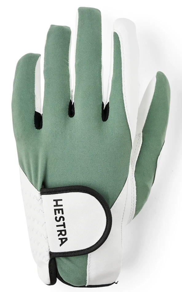 Hestra Ergo Grip Golf Left | White & Silver green 1