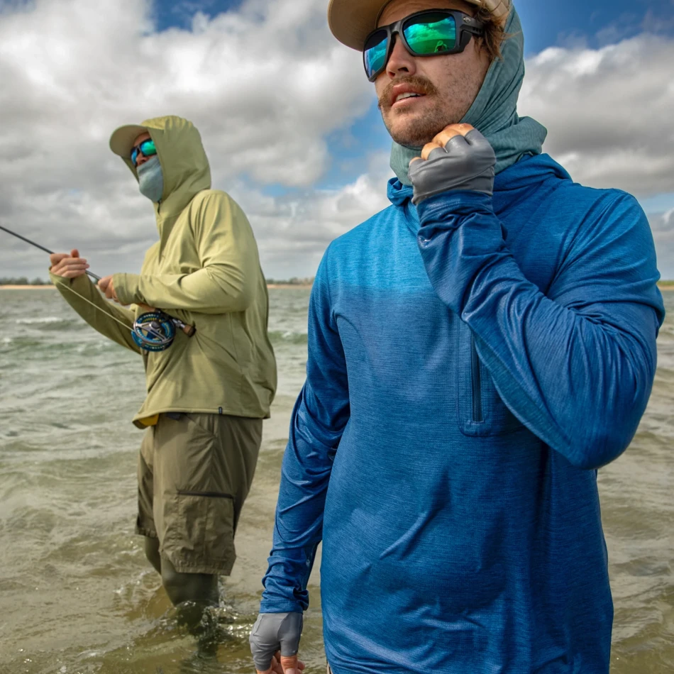 M's Long Sleeved Cap Cool Sun Hoody Fitz Roy Trout, kolor: GGBX: Caper Green Buckhorn Green X-Dye