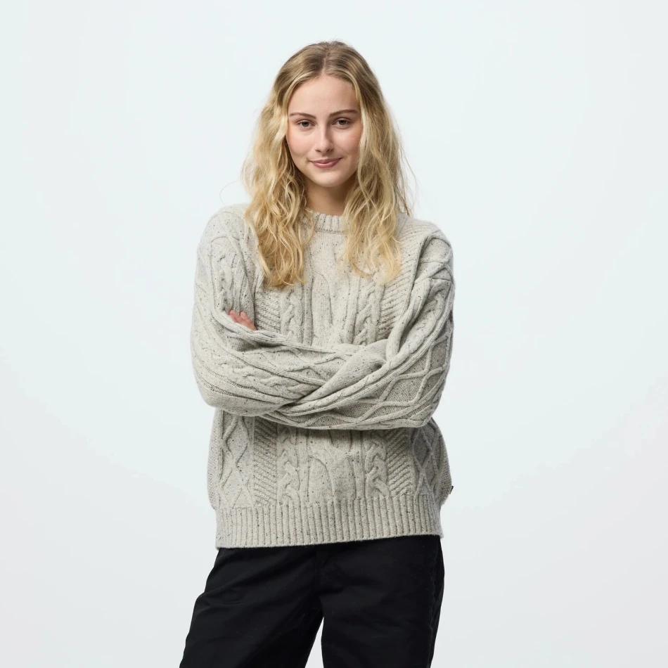Ovik Cable Knit W | 113 Chalk White -3