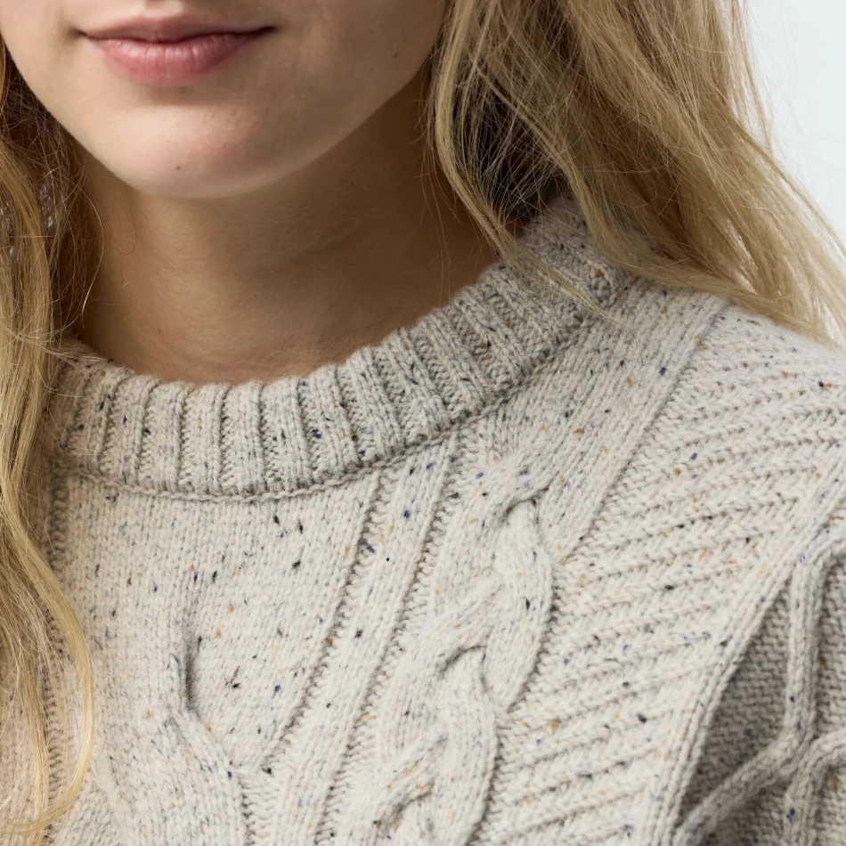 Ovik Cable Knit W | 113 Chalk White -4