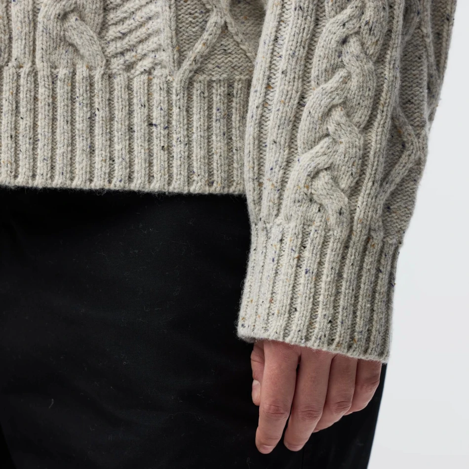Ovik Cable Knit W | 113 Chalk White -5