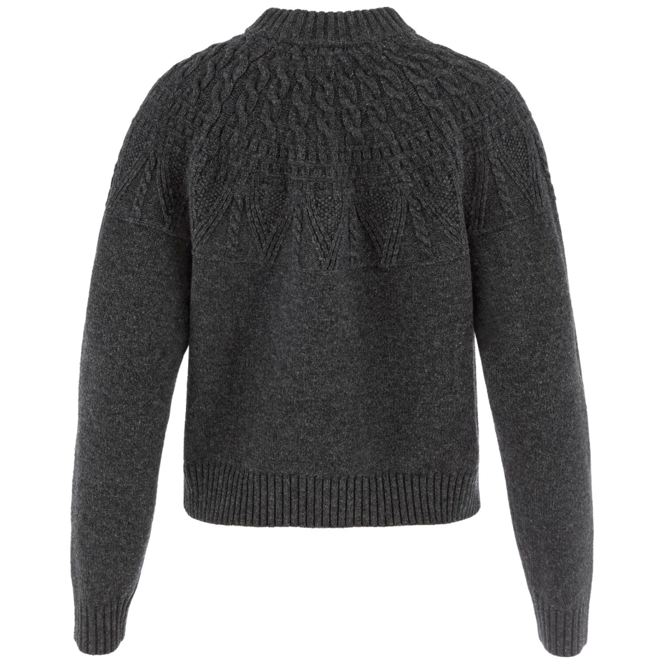 Ovik Solid Jacquard Knit W | 030 Dark Grey -2