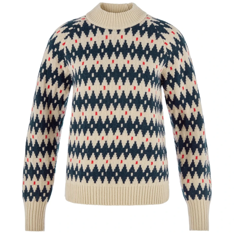 Ovik Jacquard Knit W | 191-555 Light Beige/Dark Navy -1