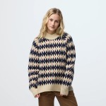 Ovik Jacquard Knit W | 191-555 Light Beige/Dark Navy -3