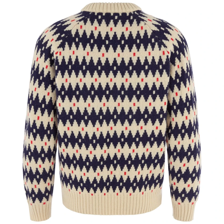 Ovik Jacquard Knit M | 191-555 Light Beige/Dark Navy -2