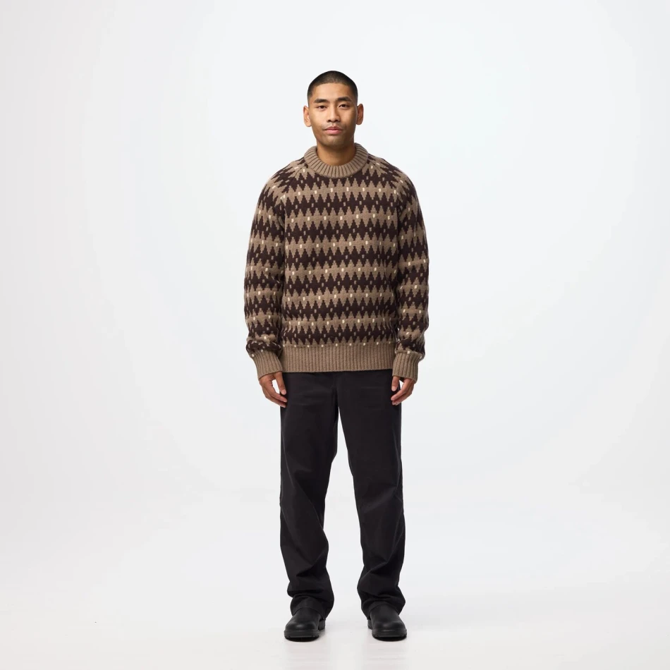 Ovik Jacquard Knit M | 244-294 Suede Brown/Dark Oak -3