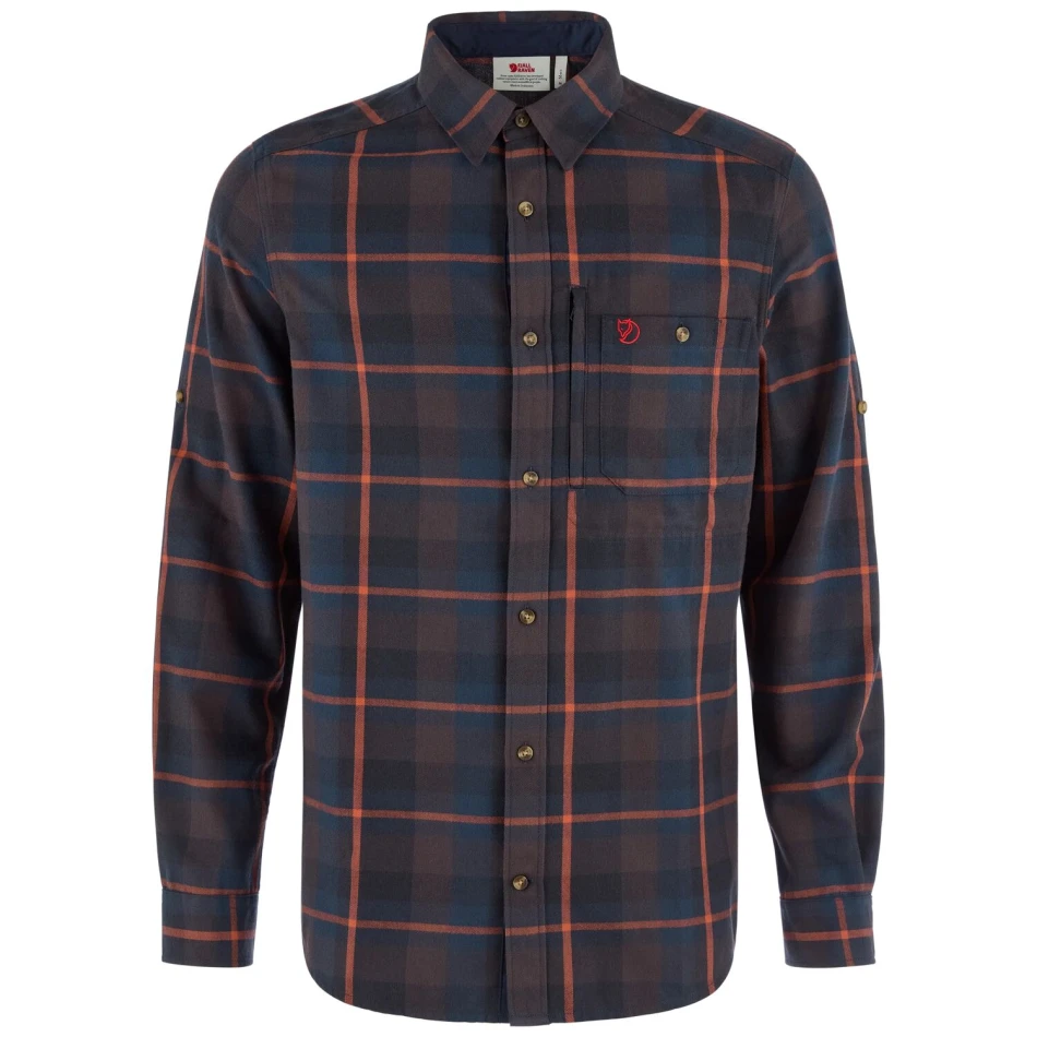Fjallglim Regular Shirt M | 294-215 Black Oak/Autumn Leaf -1