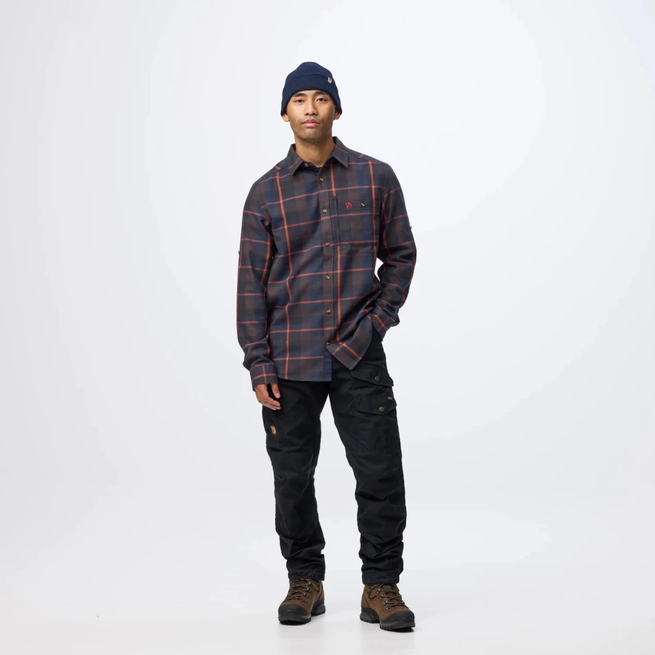 Fjallglim Regular Shirt M | 294-215 Black Oak/Autumn Leaf -3