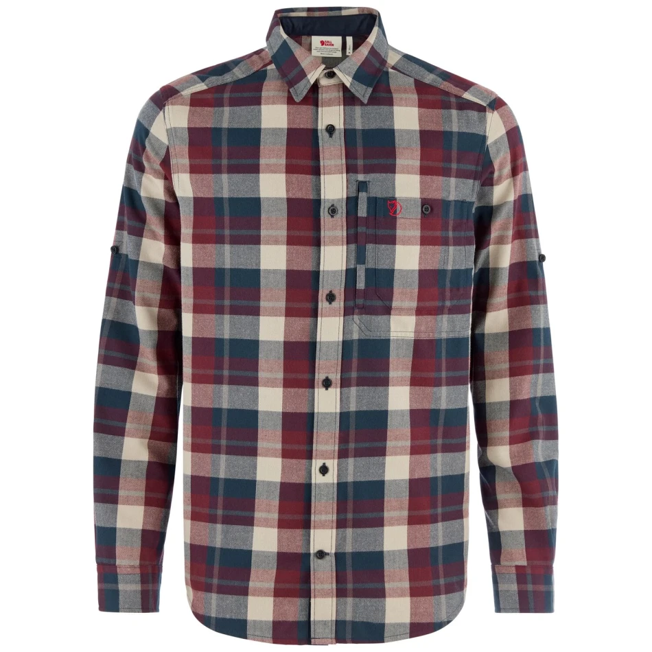 Fjallglim Regular Shirt M | 555-352 Dark Navy/Maroon -1