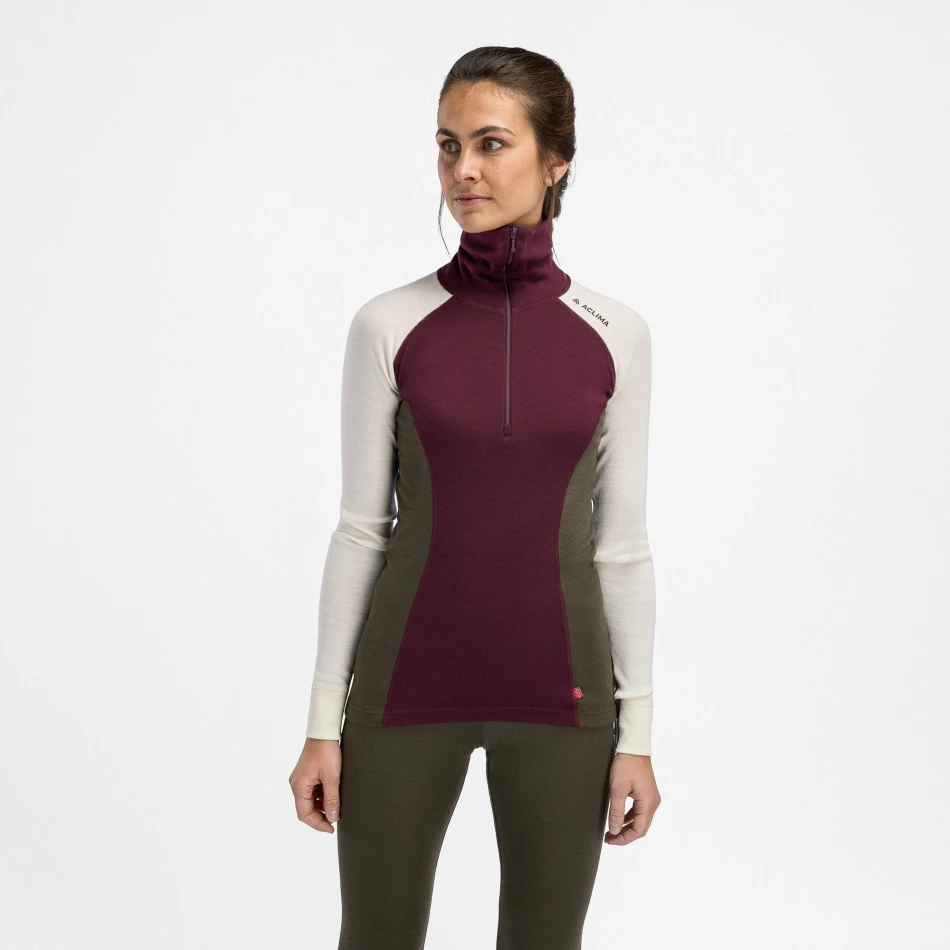 Aclima WarmWool Polo W, kolor 496 - Fig / Tarmac / Nature
