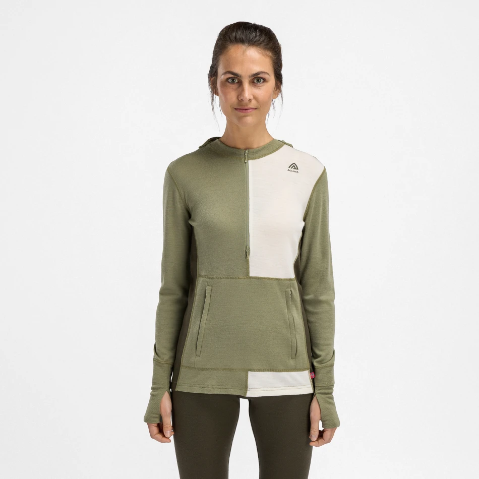 Aclima WarmWool Headsweater w/zip W, kolor: 495 - Aloe/Nature/Tarmac