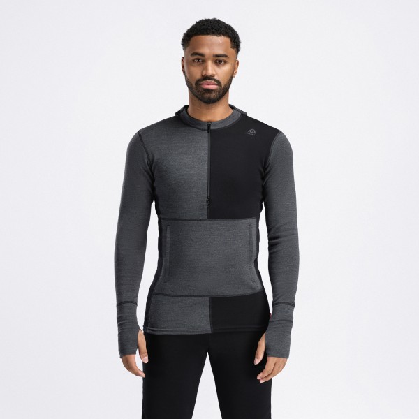 Aclima WarmWool Hoodsweater w/zip M, kolor: Jet Black/Marengo