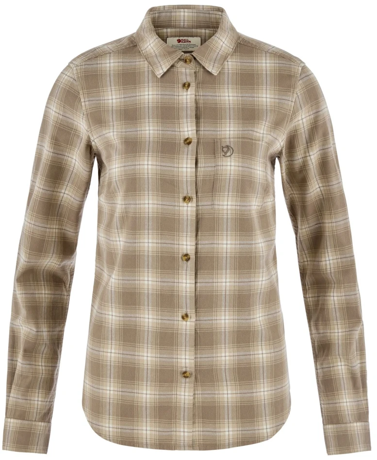 Ovik Flannel Shirt LS W, kolor: 113-244 Chalk White-Suede Brown