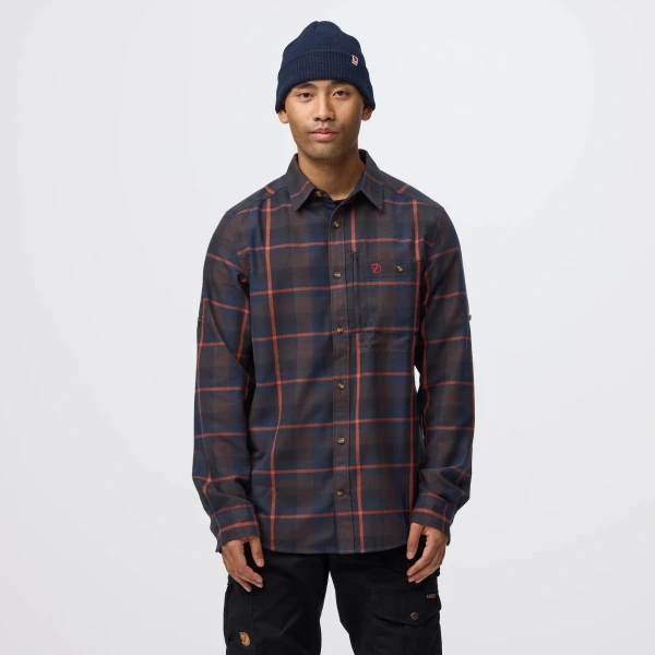 Fjallglim Regular Shirt M | 294-215 Black Oak/Autumn Leaf
