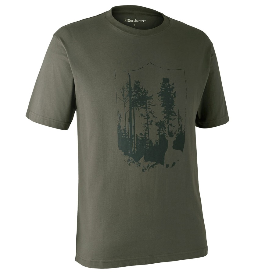 Deerhunter T-Shirt w. Shield, kolor: 378 - Bark Green