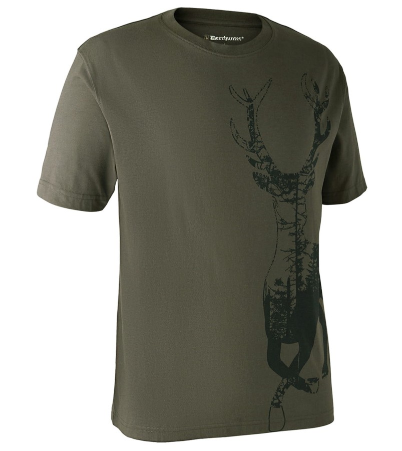 Deerhunter T-Shirt w. Deer, kolor: 378 - Bark Green