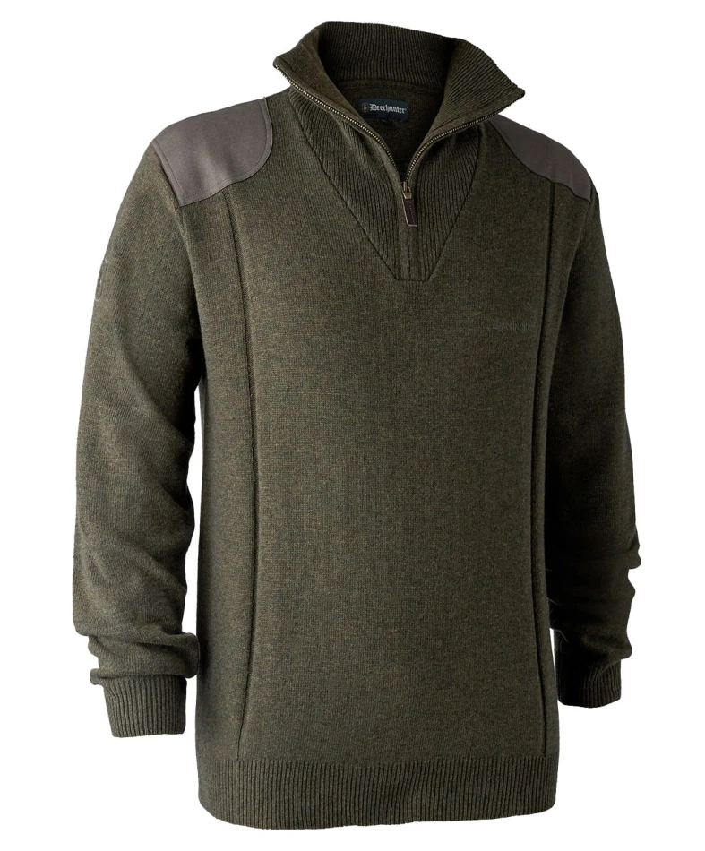 Sheffield Knit w. zip-neck, kolor: 356 - Green Melange