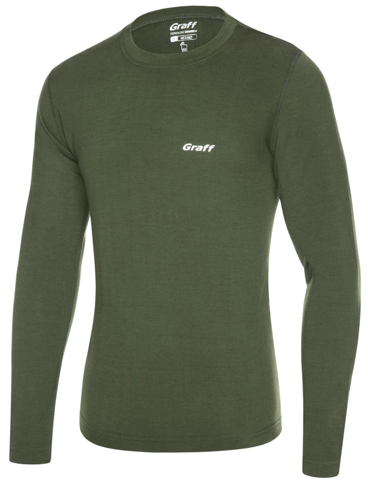 Graff 916 - merino warm - koszulka długi rękaw, kolor: oliwka