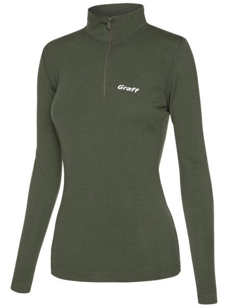 Graff 917-D - merino warm - golf damski, kolor: oliwka