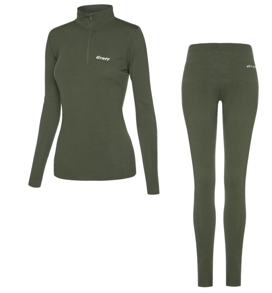 915-D + 917-D - merino warm - komplet damski golf + legginsy, kolor: oliwka