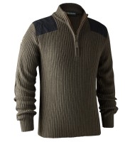 Rogaland Knit w. zip neck, kolor: 572 - Brown Leaf Melange